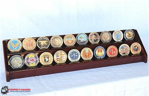 2 Row Coin Display Rack Cherry - Click Image to Close