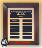 12 X 15 Perpetual Plaque with 12 Black Brass Plates