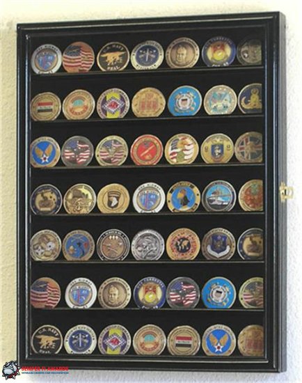 49 Challenge Coin Display Case Cabinet Black - Click Image to Close