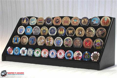 4 Row Coin Display Rack Black - Click Image to Close
