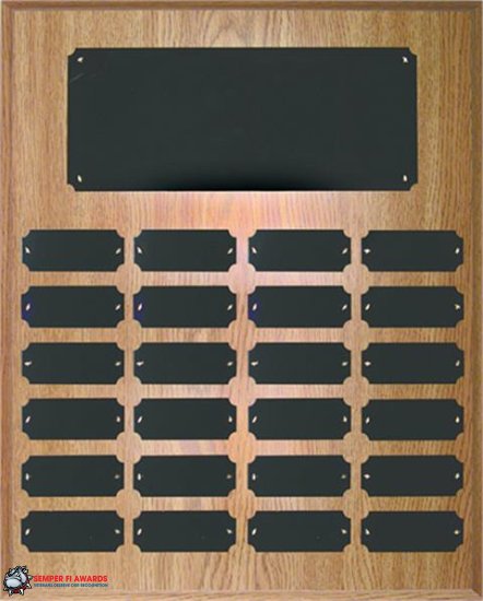 12" X 15" OAK Finish Completed Perpetual Plaque - Click Image to Close
