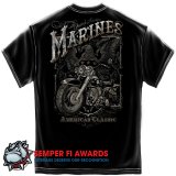 Marines Biker American Classic Black Silver Foil