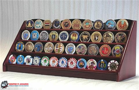 4 Row Coin Display Rack Cherry - Click Image to Close