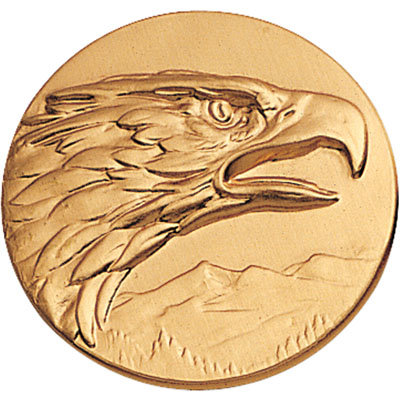 Eagle Head 2" Stamped Medallion - Click Image to Close