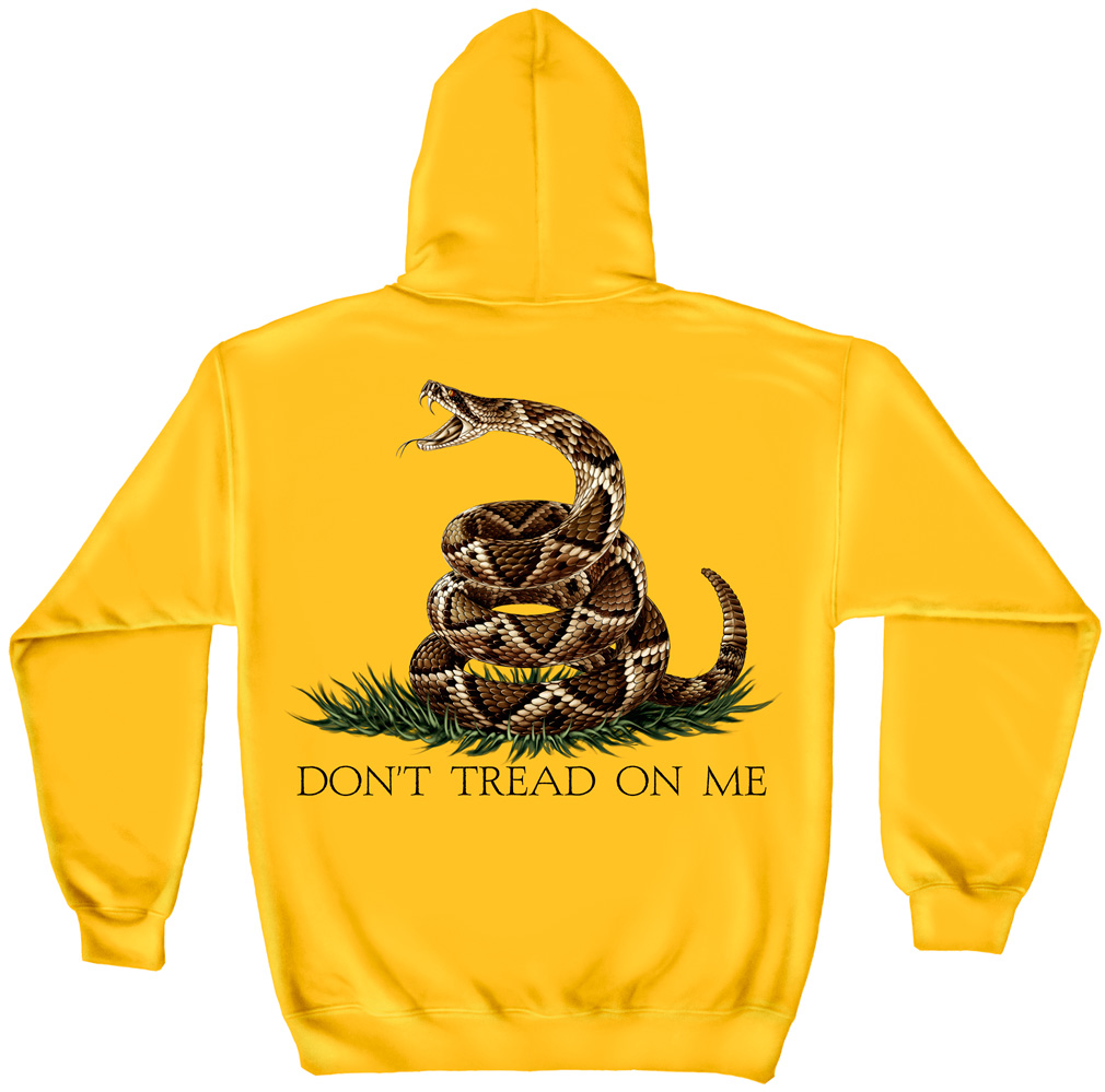 Hooded Sweat Shirt T Don't Tread On Me Yellow Gold - Click Image to Close