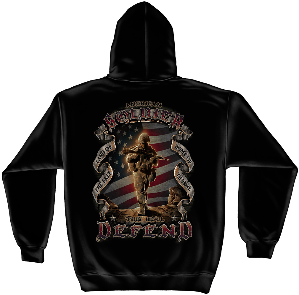 Hooded Sweat Shirt American Soldier - Click Image to Close