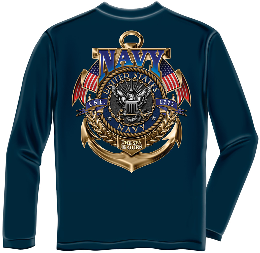 Long Sleeve Navy The Sea Is Ours - Click Image to Close
