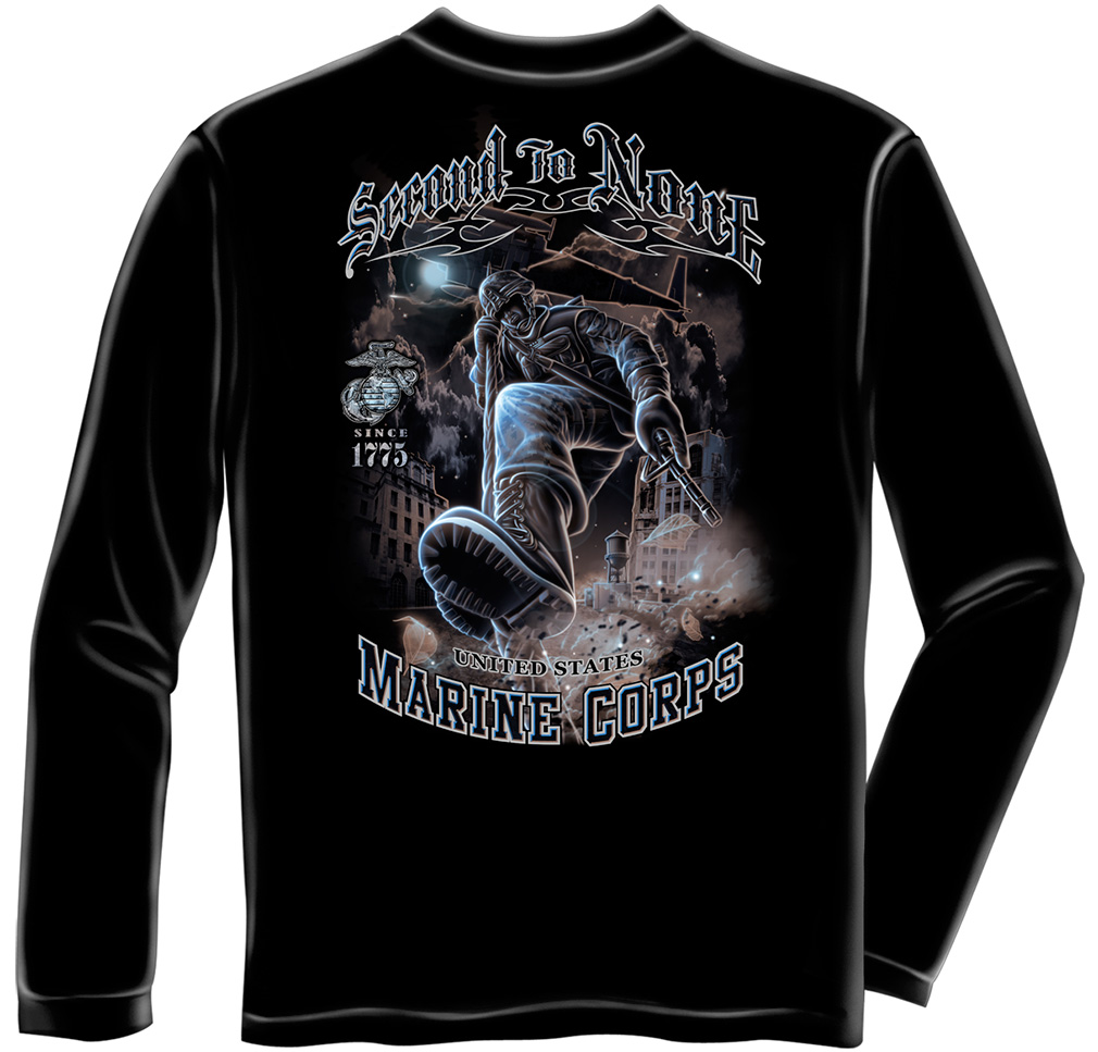 Long Sleeve USMC Second To None - Click Image to Close