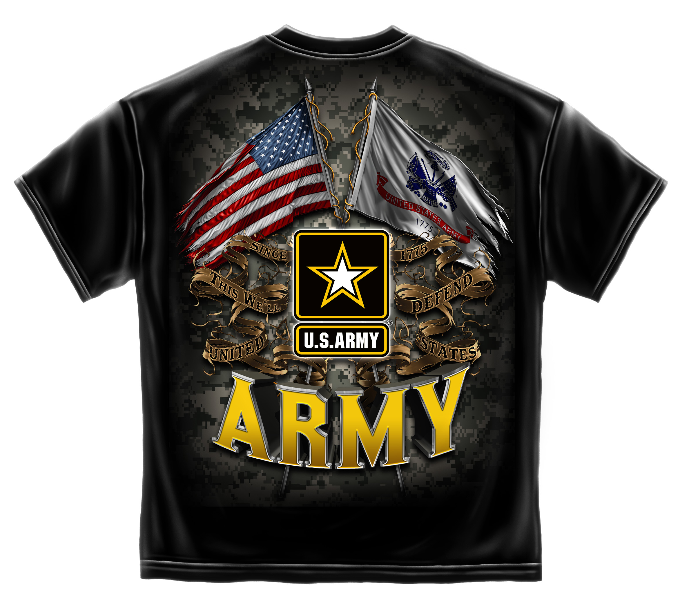 Army Double Flag Us Army Black - Click Image to Close