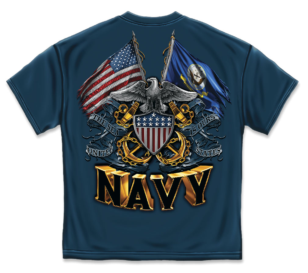 Double Flag Eagle Navy Shield Navy Blue - Click Image to Close