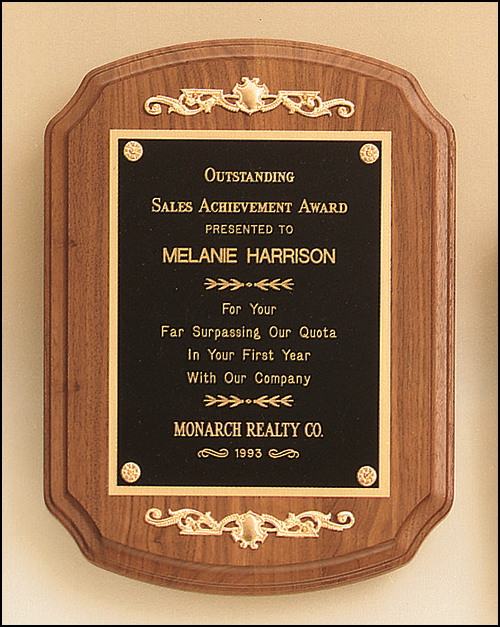9 X 12 American walnut plaque with casting accents - Click Image to Close