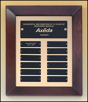 12 X 15 Perpetual Plaque with 12 Black Brass Plates - Click Image to Close