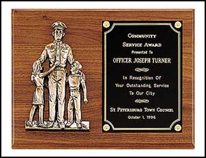 9 X 12 Police Award with Antique Bronze Finish Casting - Click Image to Close