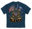 Double Flag Eagle Navy Shield Navy Blue