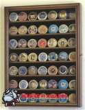 88 Challenge Coin Walnut Display Case Cabinet w/ UV Acrylic Door