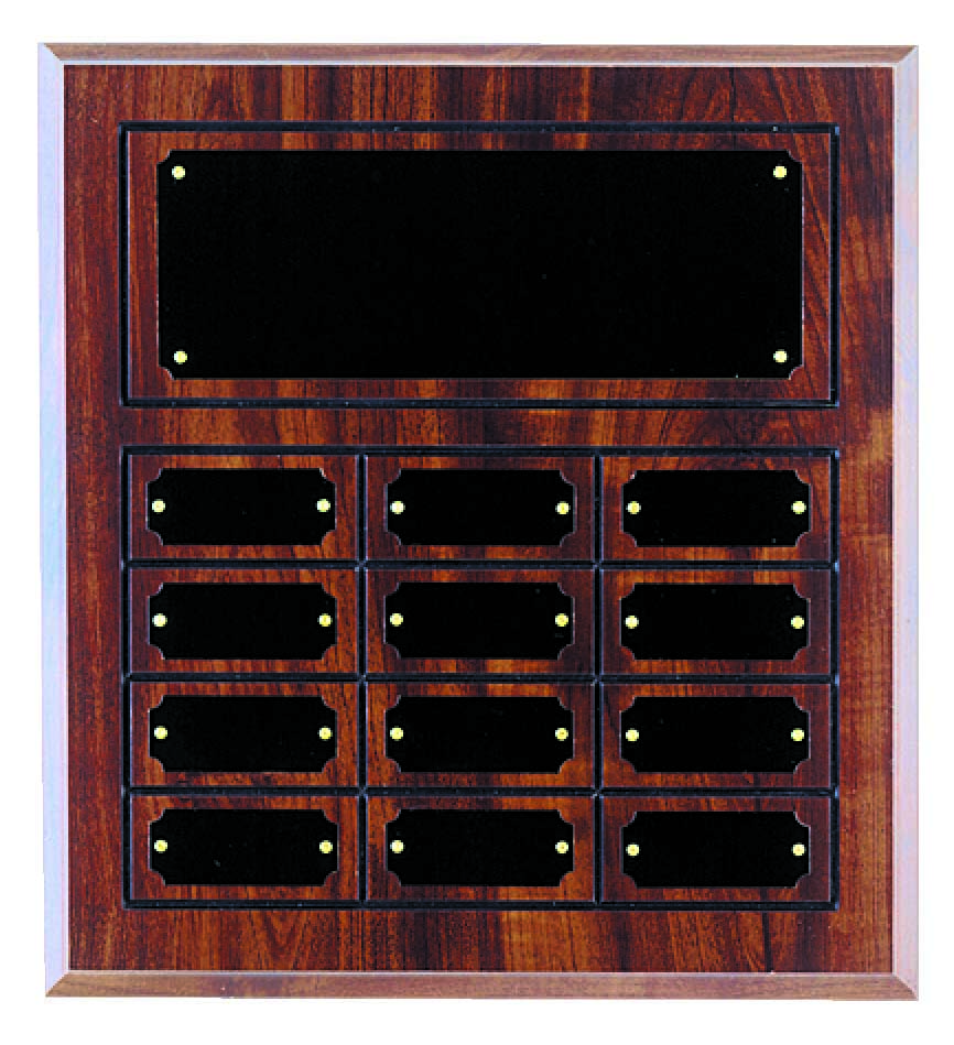 12" X 12 1/2" Cherry Finish Completed Perpetual Plaque - Click Image to Close