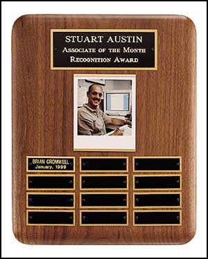 10 1/2 X 13 Solid American Walnut Airflyte Perpetual Plaque - Click Image to Close