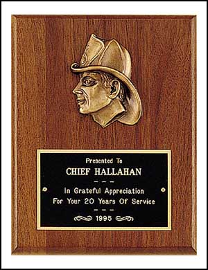 8 X 10 Firematic Award with Antique Bronze Finish Casting - Click Image to Close