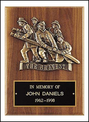 9 X 12 Firematic Award with Antique Bronze Finish Casting - Click Image to Close