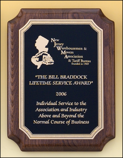 8 x 10 1/2 Walnut stained plaques with black textured center - OCTP4311