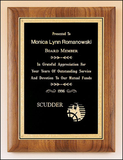 7 x 9 Solid American walnut plaque with florentine border