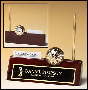 OCTBC525 - Piano Finish Golf Desk Wedge and Clock