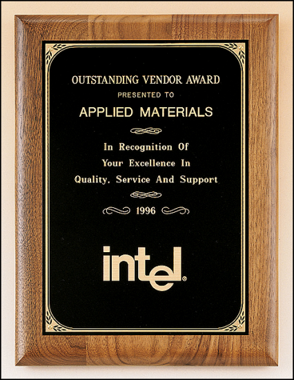 8 x 10 1/2 Solid American walnut plaque with a black brass plate - OCTP2914