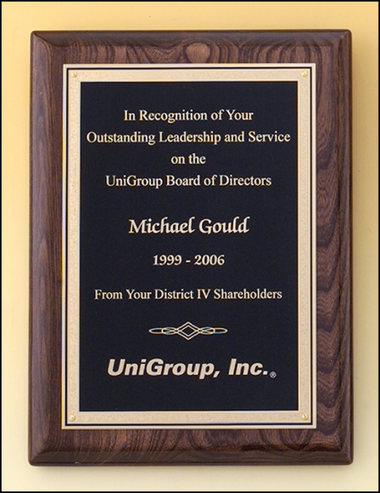 8 x 10 1/2 Walnut stained plaques with black textured center - OCTP4301