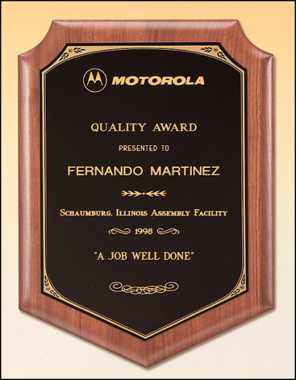 9 x 12 Solid American walnut plaque with a black brass plate - OCTP1648