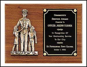 9 x 12 Police Award with Antique Bronze Finish Casting