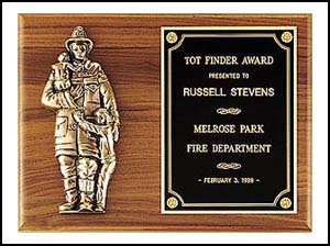 9 x 12 Firematic Award with Antique Bronze Finish Casting - P7-X